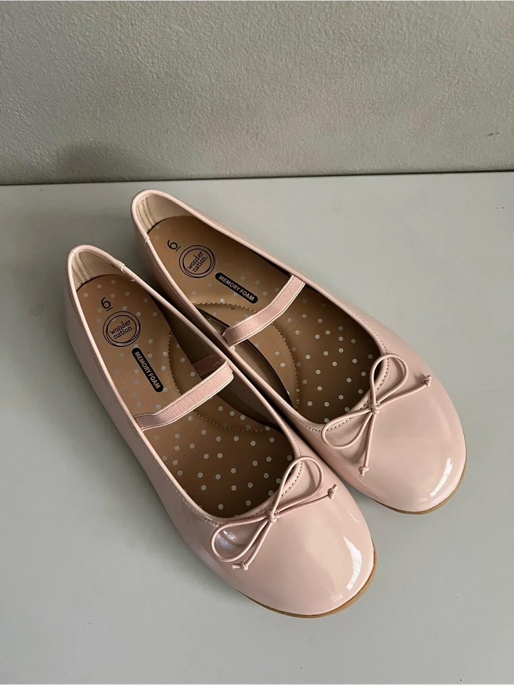 New Girls Wonder Nation Pink Bow Ballet Flats Patent Mary Jane Party Shoes 6